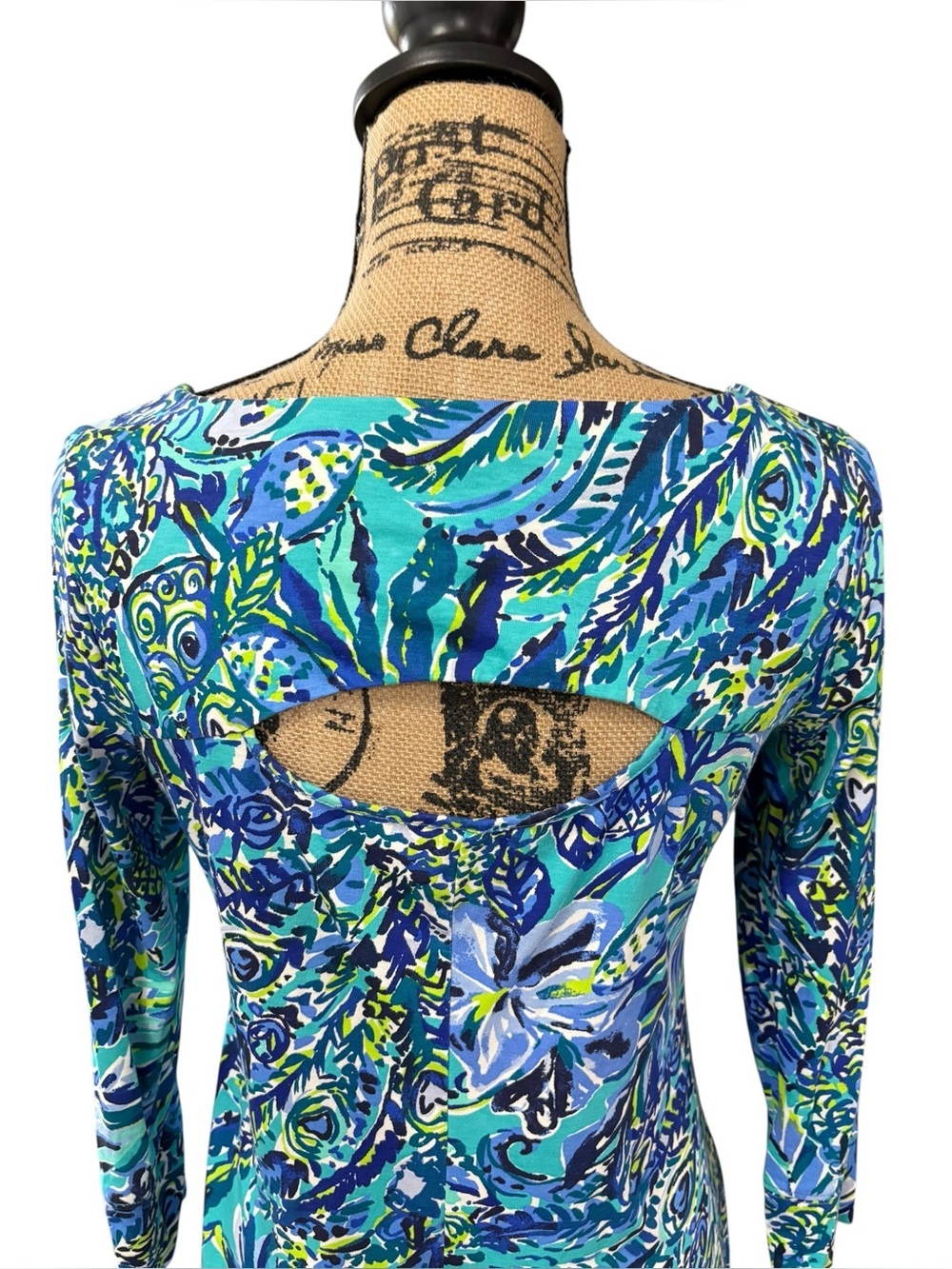 Lilly Pulitzer Hollee Dress Sneak A Break Floral Bennett Blue Cutout Size Small - Picture 6 of 10